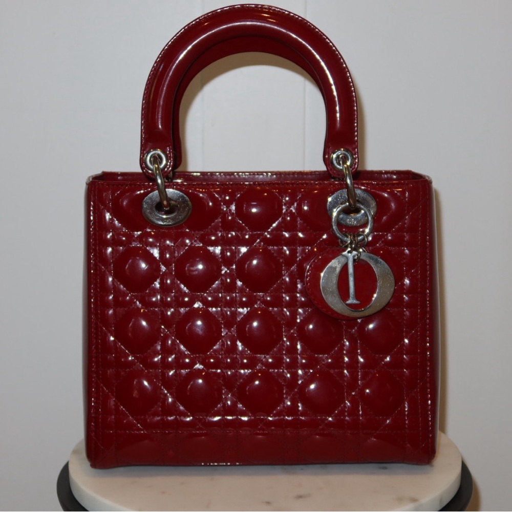 Dior Glossy Red Quilted Satchel - Picture 6 of 11